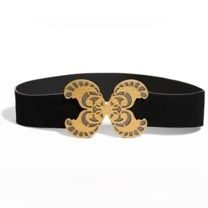SAINT LAURENT Butterfly Buckle Suede Belt In Nero SZ 75